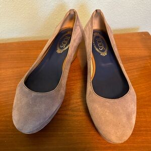 Vintage Gray size 39 Tods wood platform, ballet flat